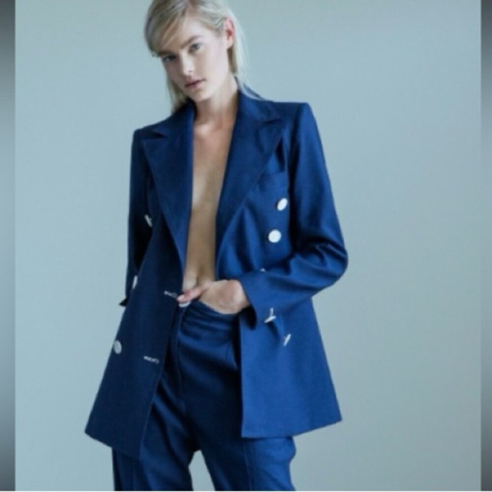 ROBERT RODRIGUEZ 2018 vogue navy blue nautical blazer 8 euc - Picture 3 of 12